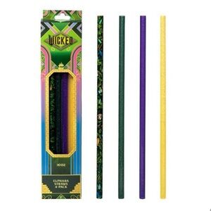 Wicked For Good Elphaba Straws 4 Pack 30 Ounce Reusable Tumbler Accessories NWT